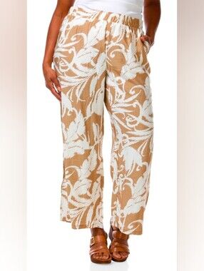 NWOT-Chloe +Jasmine Plus Size Taupe & White Wide Leg Pants Size 2X
